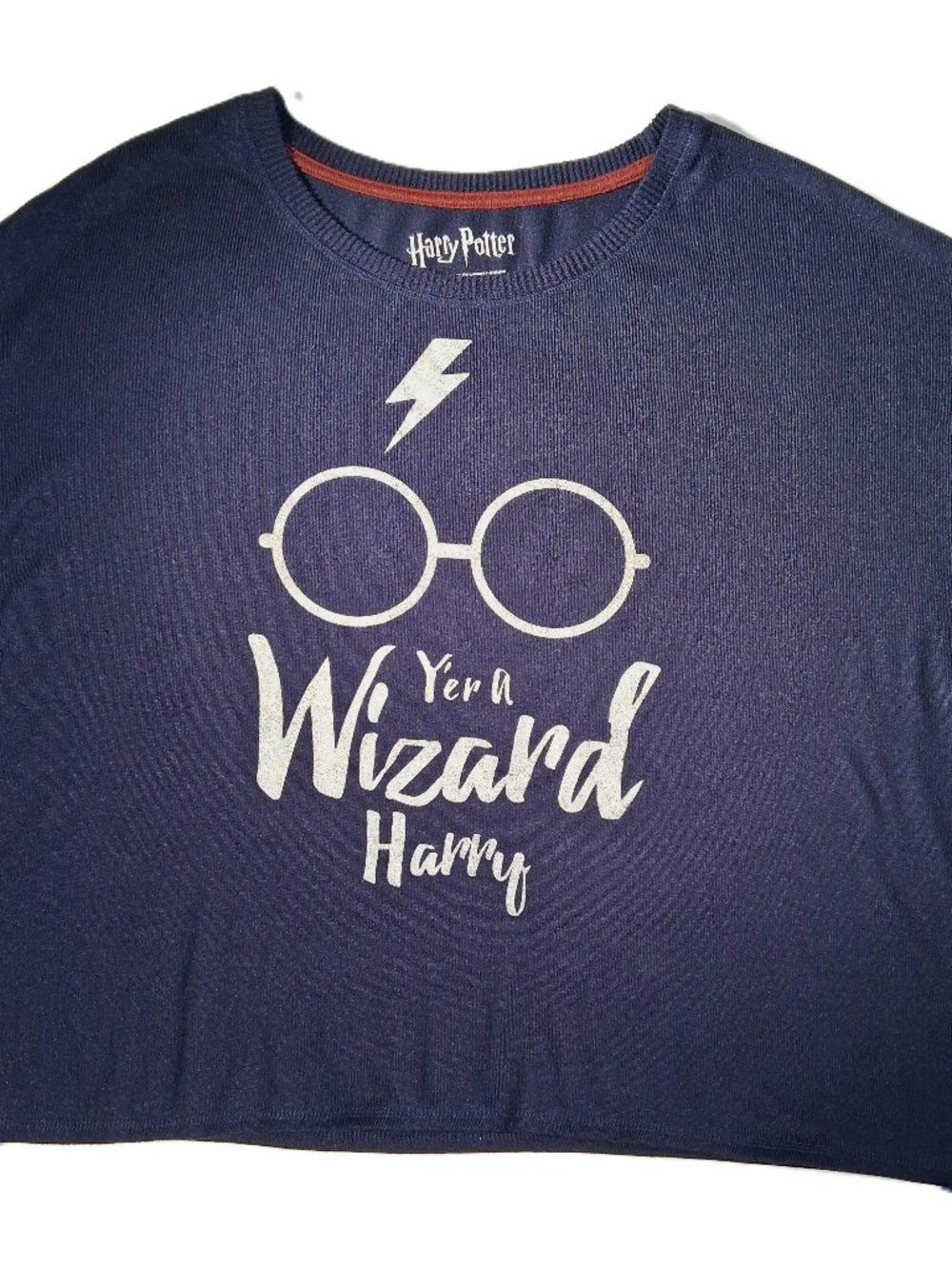 HARRY POTTTER SWEATER  sz 2X  Navy Blue  Silver Metallic Graphics  Short-sleeve